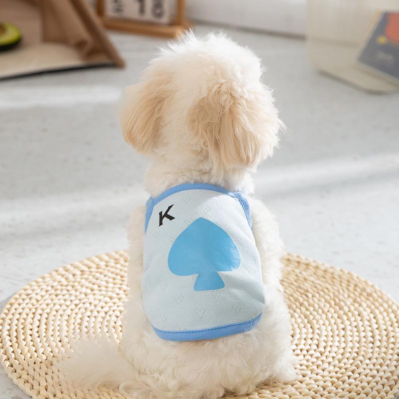 Spring/Summer Mesh Breathable Dog Clothes Cute Print Straps Small Dog Teddy Bear Vest Pet Clothing Puppy Clothes
