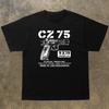 Retro CZ75 Pistol Print Prints Men Clothes Fashion T-Shirts Streetwear 100% Cotton Loose Tops Breathable Tee Military Enthusiast