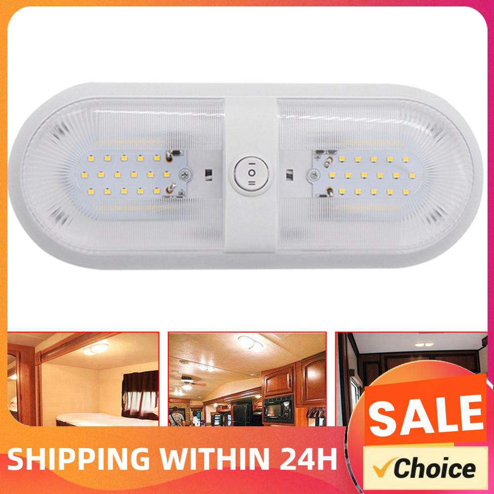 10-24V 48 LED Dome Roof Ceiling Lamp 4000-4500K with Switch RV Roof Ceiling Lamp Camper Reading Light for Camper Yacht Motorhome