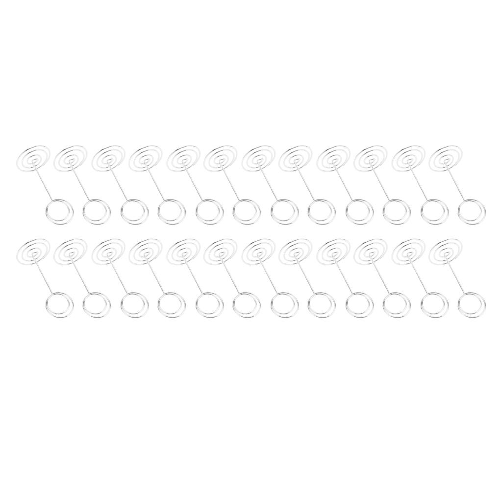 24PCS Table Number Holder 85mm Height Stainless Steel Multifunctional Wire Picture Holder Silver