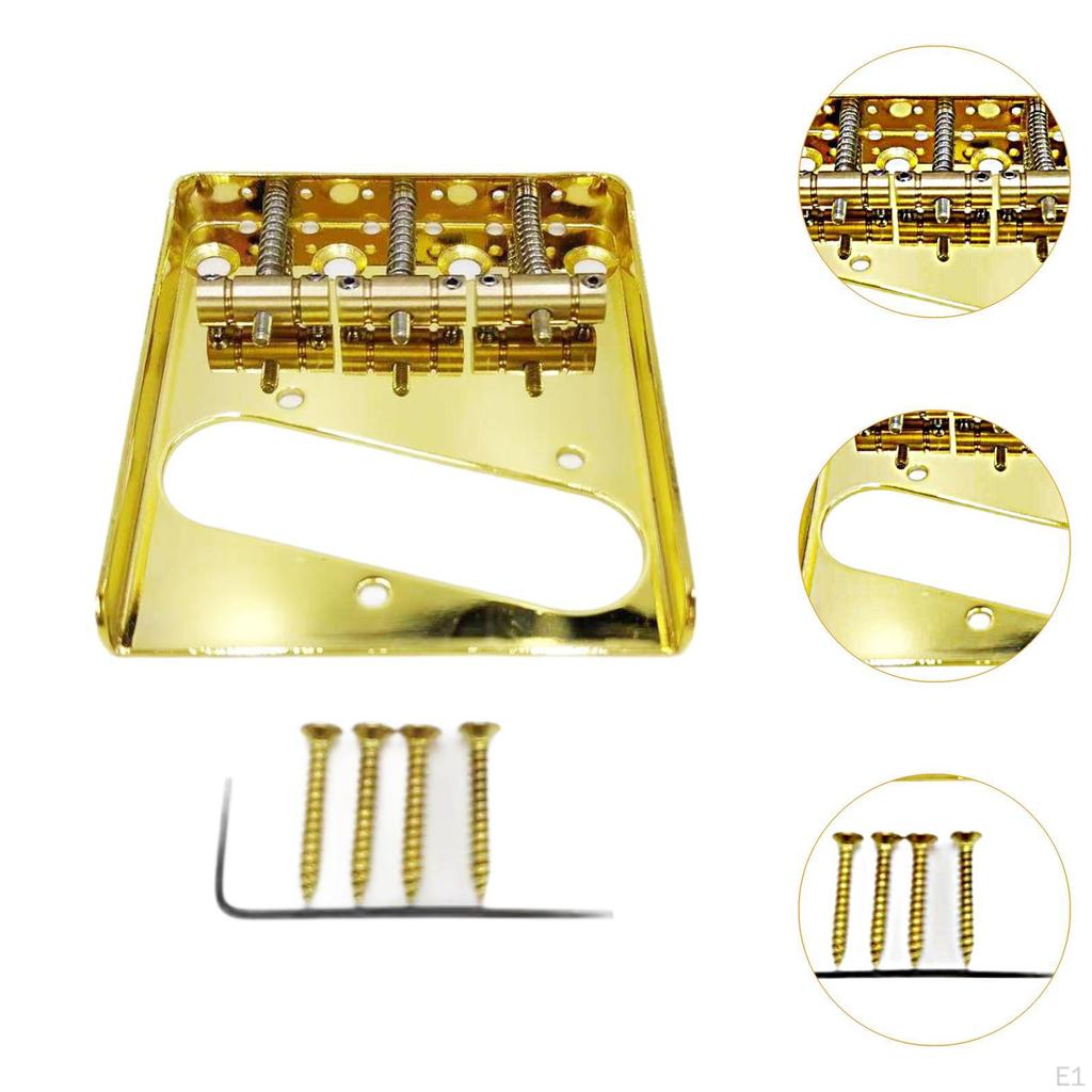3-saitige E-Gitarren-Brücken-Set mit Messing-Saitenreitern und einfachem Installationskit