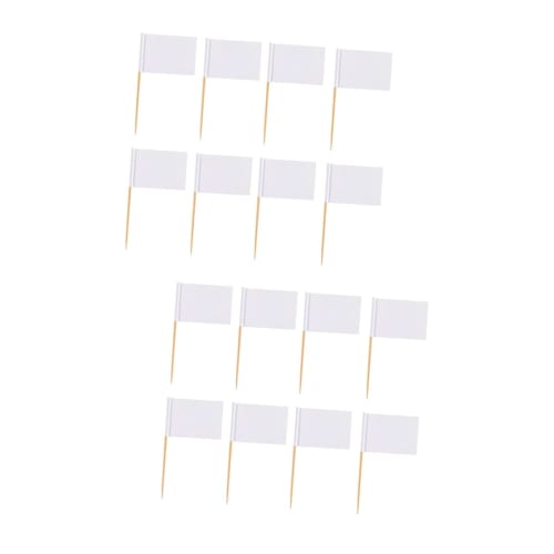 NUOLUX 200pcs Toothpick Flags, White Tags, Cup Flag Labels, Paper Flag Picks, Plant Labels, Toothpicks for Food, Plant Tags, Fruit Cake, White Flags,