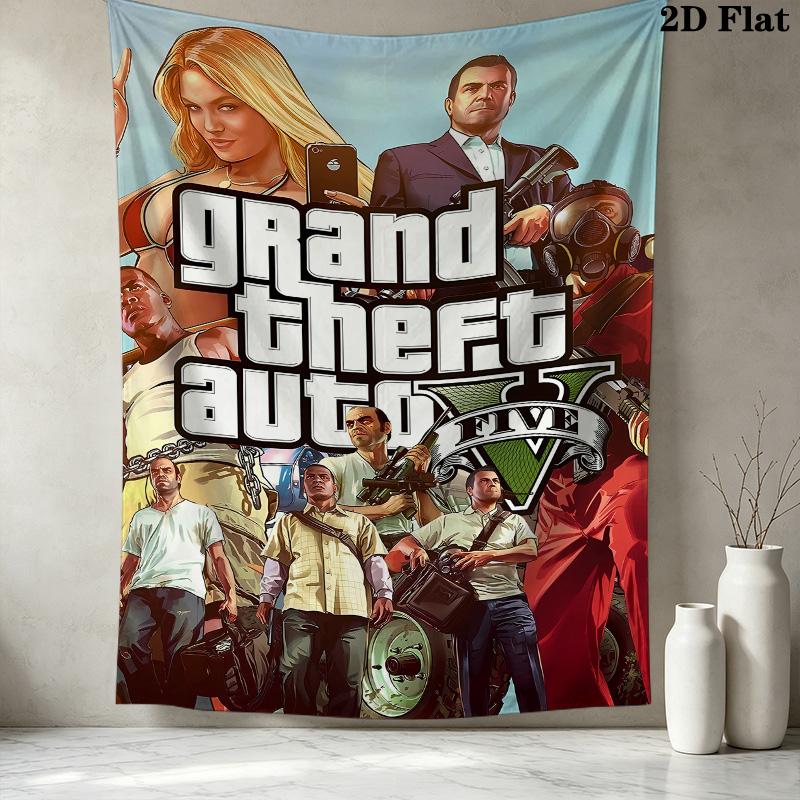 Grand Theft Auto Wall Tapestry Aesthetic Wall Hanging Printed Fabric Blanket Decorative Tapestries For Bedroom Living Room Home Decor