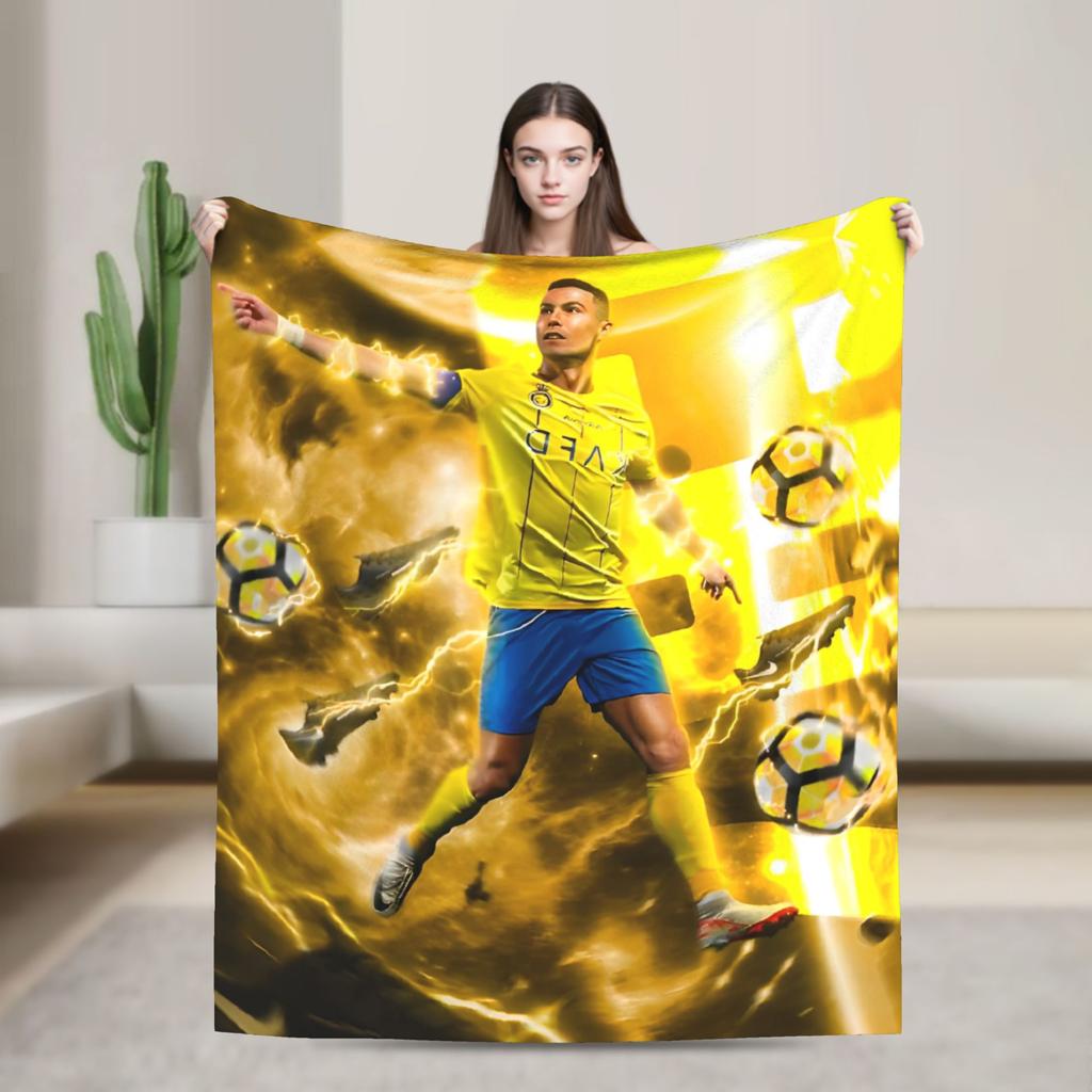 C Ronaldos Football Soccer Blankets  Flannel Funny Breathable Throw Blankets for Home  Winter