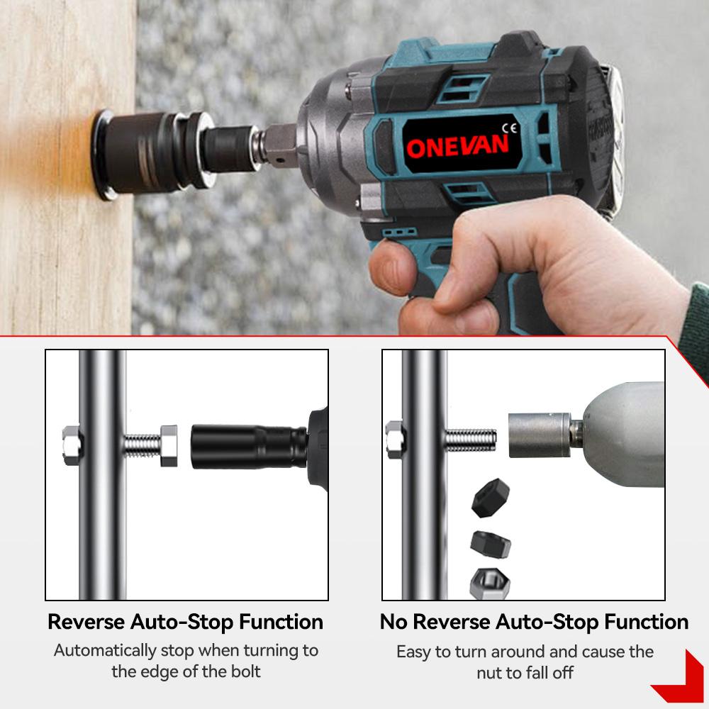 ONEVAN 500N.M Brushless Electric Impact Wrench 1/2inch Cordless 3-in-1 Wrench Screwdriver Drill Lithium-Ion Battery Power Tool