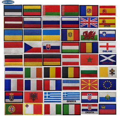 Europeiska flaggan-lapp: Östeuropa, Västeuropa, Sydeuropa, Centraleuropa Broderad Tygetikett, Dubbelsidig Nationell Flaggklistermärke.