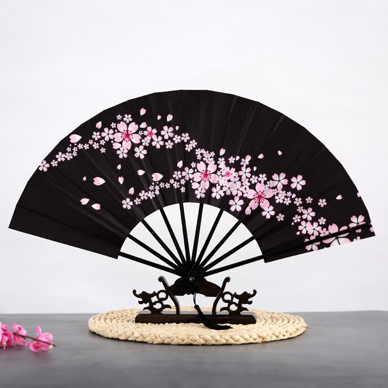 Ancient Chinese Style Golden Portable Folding Fan Bamboo Ribs Japanese Decor Stage Fan Girl Hanfu Dance Performance Hand Fan