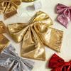Large Pink and Gold Glitter Christmas Bow Ornament