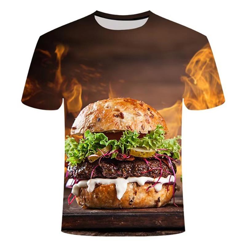 

Hamburg French Fries Graphic T Shirt Men Printed Funny Food T-shirt Children Summer Short Sleeve Leisure Round Neck Tee Shirt 6XL