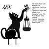 Solar Powered Garden Lights Black Cat Lantern, Stake Light, Waterproof Gnome Frog Outdoor Decorative Lanterns Statue, Lamp for Front Porch Yard