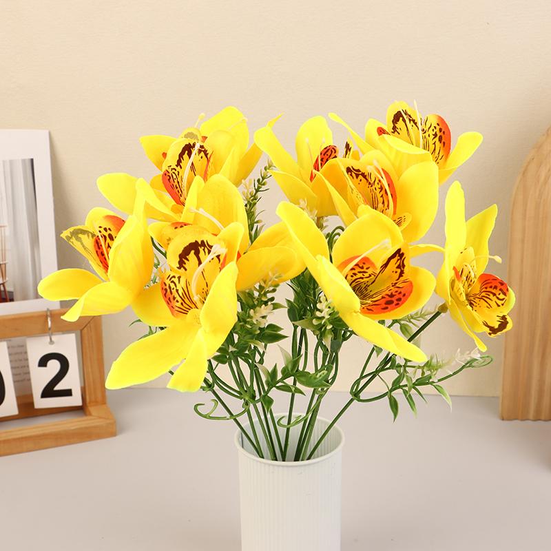 

10Pcs Silk Orchid Bouquet Artificial Faux Flowers For Wedding Home Decor Diy Desk Vase Arrangement Floral Artificial Flowers жёлтый