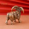 Goat Figurine Long Vintage Brass Horn Sheep Model Mini Animal Metal Statue Sculpture Desktop Feng Shui Desktop Decoration Ornament