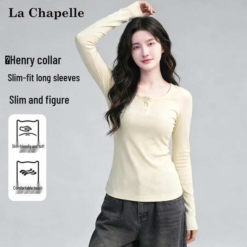

Женская футболка с длинным рукавом и планкой на пуговицах La Chapelle, облегающая S