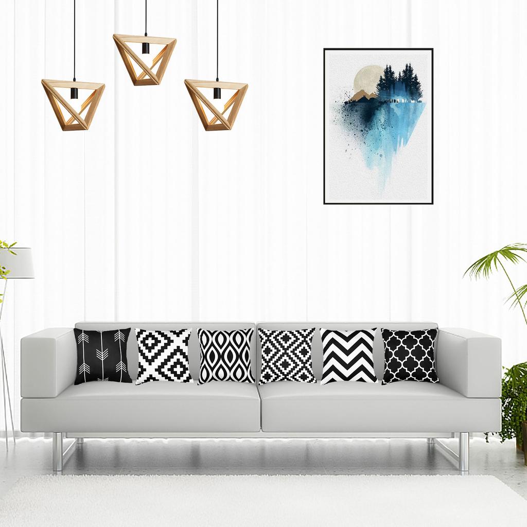 Black White Ric Pillow Covers 18X18 Inches Simple Black White Ric Pattern Pillowcase Decorative Throw Cushion