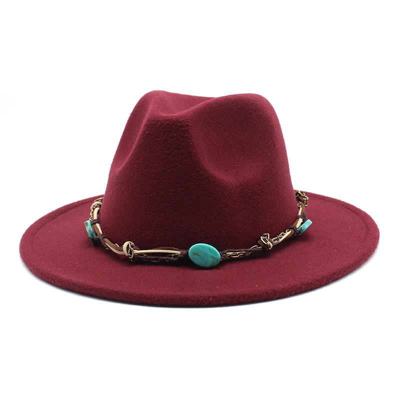 Emerald Western Region Style Top Hat Resin Accessories Jazz Hat Woolen Felt Hat