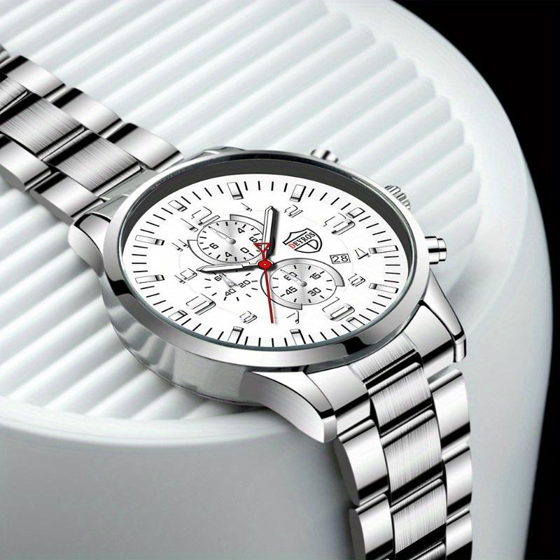 DEYROS Business Golden Men's Watch Casual Men's Calendar Watch Luxury Men's Stainless Steel Strap Quartz Watch