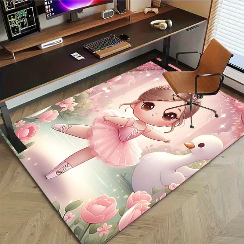 1PC Ballerina Swan Anti-slip Carpet, Suitable for Office, Bedroomand Playrooms. It Can Also Be Used As a Sofa Footrest cover-W80