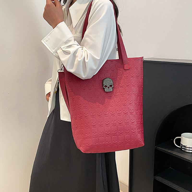 Bolso de Hombro de Gran Capacidad Bolso Tote Vintage de Calavera de Halloween para Mujer Monedero con Billetera Bolso de Mano Moderno de Cuero Sintético