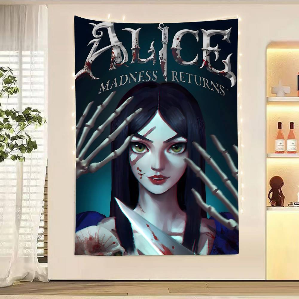 Game AAlice Madness Returns Theme Backdrop Party Decorations Baby Shower Hula Girls Party Props Banner Shooting
