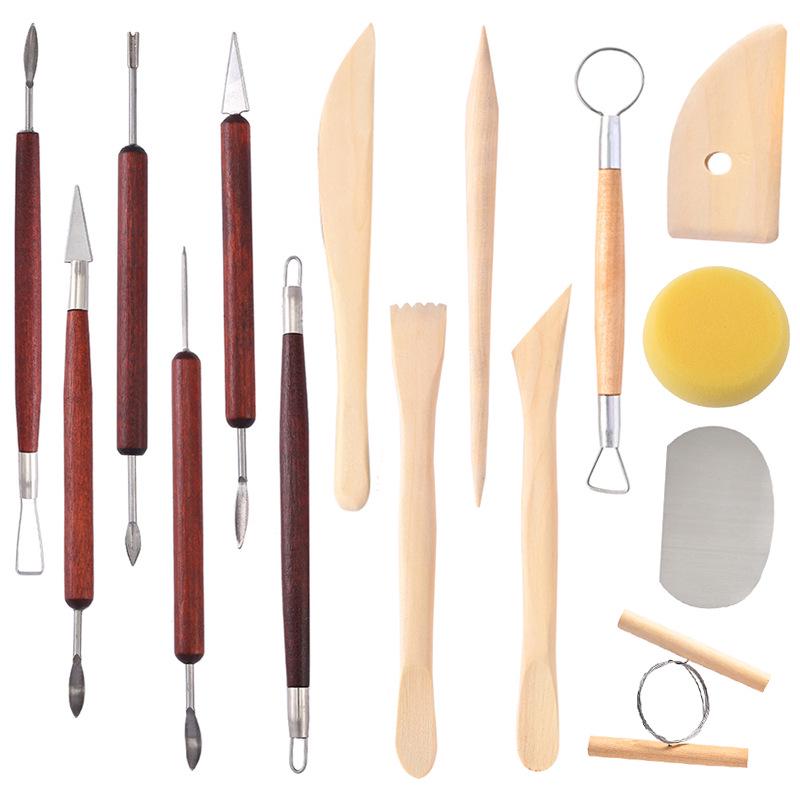 15-Piece Pottery & Clay Carving Tool Set for DIY Sculpting and Modeling