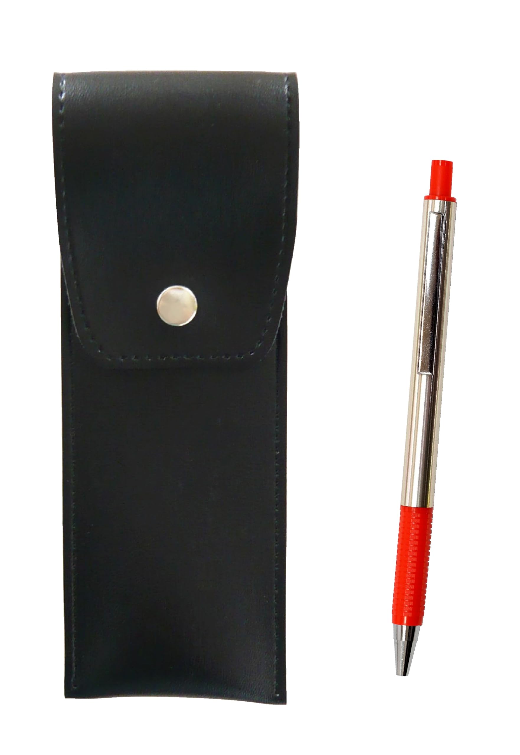 

Round Button Black Pen Case with FB325 Aluminum Straight Knock Ballpoint Pen Set Japanese-Made (3-Pack, Red) T23-BRS-B-FB325-R-3