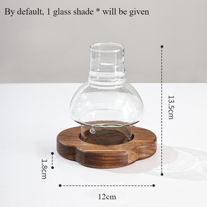 פנס קערת זכוכית עץ מלא יפני עמיד ברוח, פנס נרות וינטג' ארומטי, קישוט שולחן לאווירת זן, לחדר קפה או פינת אוכל