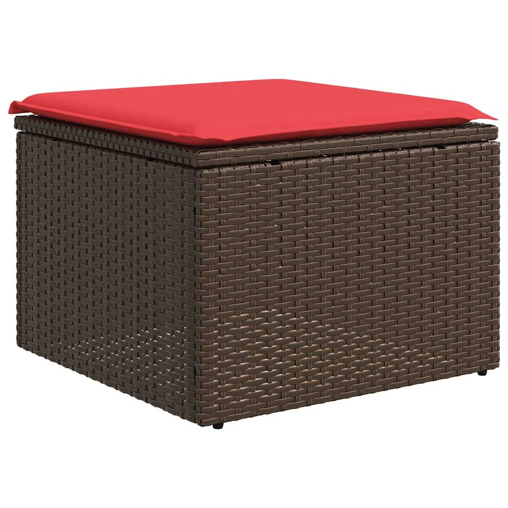 6 Piece Garden Sofa Set with Cushions Brown Poly Rattan