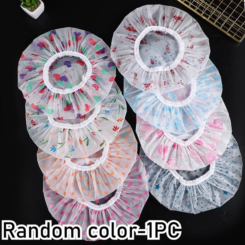 

1-10PCSAdjustable Printed Shower Cap Reusable High Quality Elastic BandQuick Dry Fabric for Bathroom Hair Protection Accessories