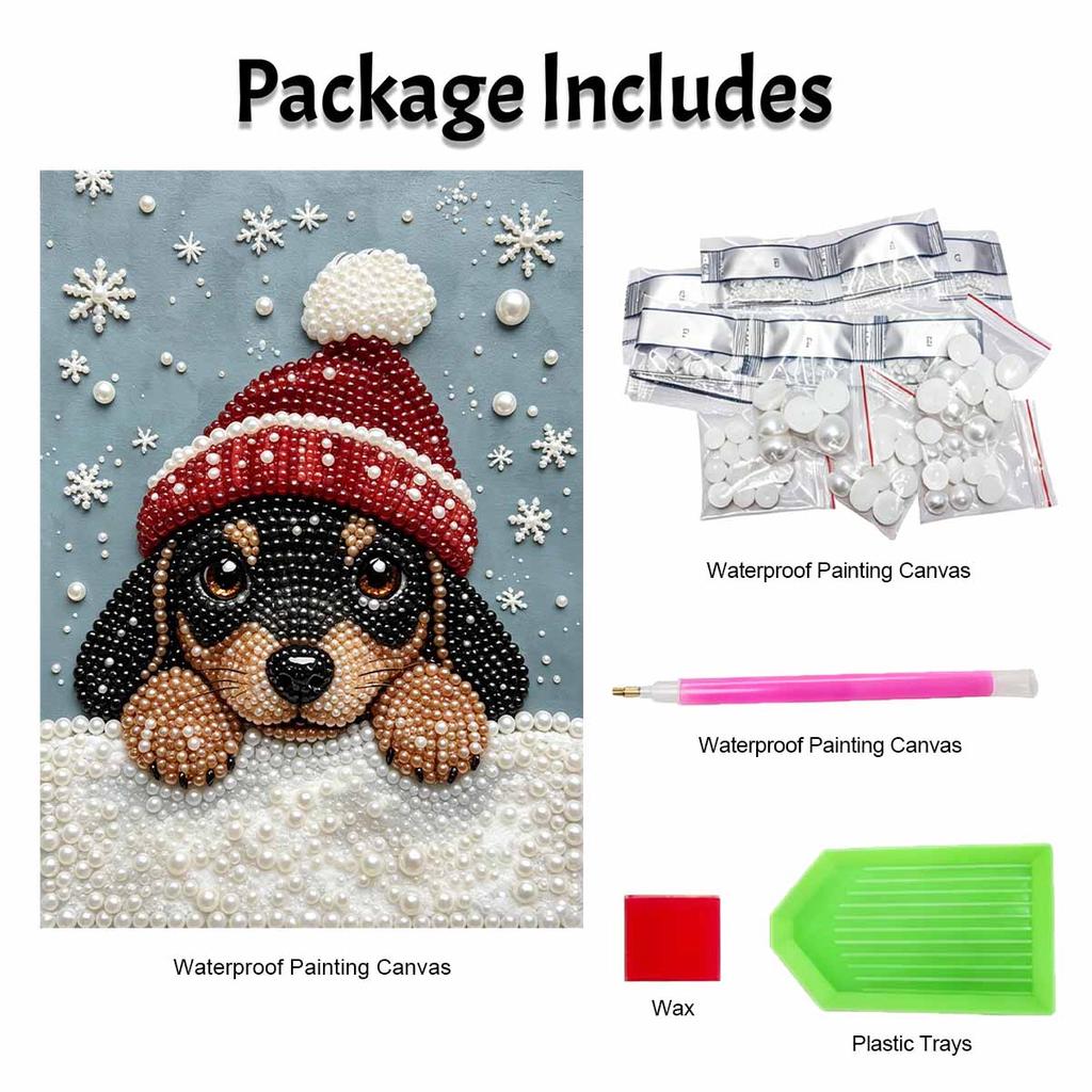 DIY Frameless Pearl Painting Kit Adorable Puppy Cozy Home Decor 3D Shiny Bead Art Canvas Relaxing Craft Gift for Adults