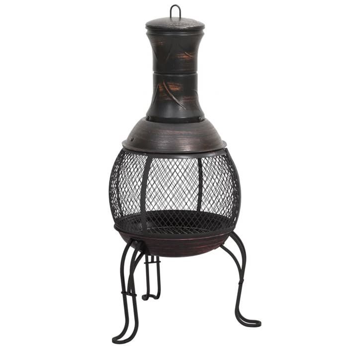 VidaXL Poêle de jardin avec tisonnier 39x39x90 cm acier, foyer, fournaise, panier à feu, chauffe-terrasse, foyer extérieur, 363342