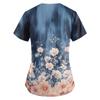 Women's Floral Print Loose Fit V Neck Short Sleeve Work Scrub Top with Pockets for Healthcare Professionals Nursing Uniform