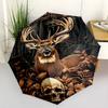 Forest Majesty A Majestic Deer Amidst Nature'S Splendor Portable Automatic Umbrella Compact 8 Rib Lightweight Foldable Design For Womenmen Fashion