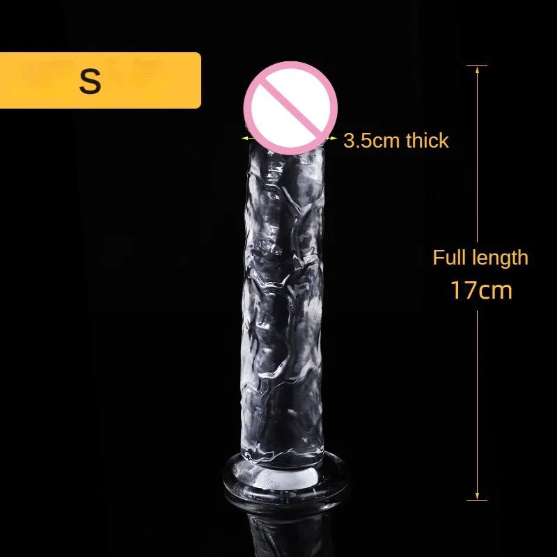 Suur kristallželee realistlik läbipaistev dildo imemiskapp, tohutu läbipaistev peenis, anaaltoode, seksmänguasjad naisele, täiskasvanud lesbi