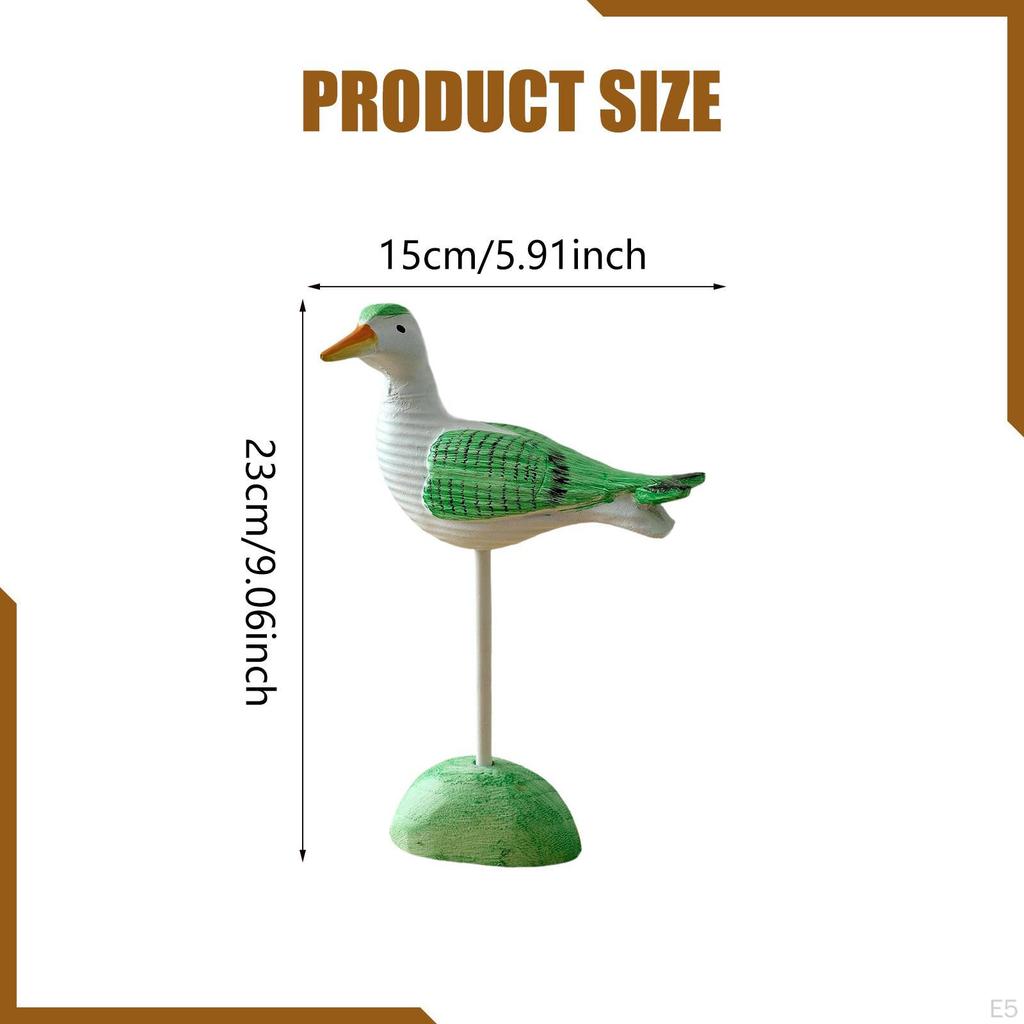 Wooden Seagull Figurine Animal Sculpture Art Figurines Artwork Sea Birds Statue Coastal Decor for
