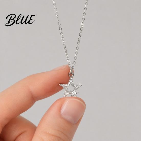 Shiny Star Pendant Five-pointed Necklace Sparkling Rhinestone Stars Adjustable Alloy