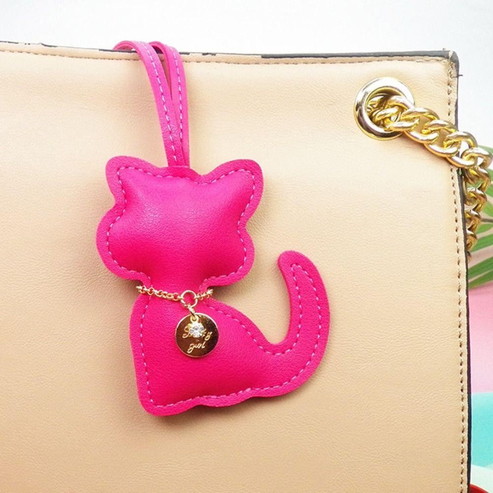 Car Key Holder PU Leather Keyring Animal Kitty Bag Pendant Cute Cat Keychain  Couple