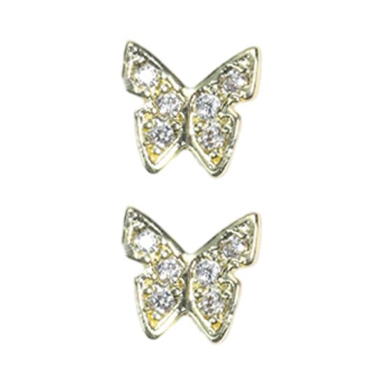2 Pcs Nail Art Butterfly Zirconia Nail Charms Cubic Decors Nail Jewelry Decorations 3D