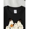 European Sizes Girls' Halloween Long-Sleeve Round-Neck Fun Print Casual Top, Kids' Autumn Clothing, for Trick-Or-Treat Parties.