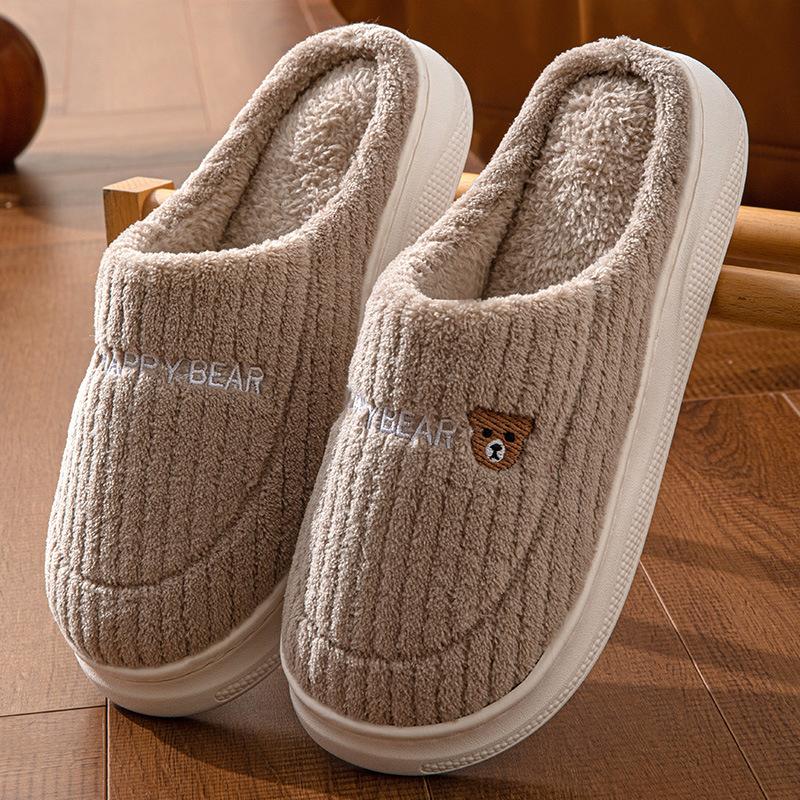 

Модные домашние хлопковые тапочки с толстой подошвой и пушистым мехом, осенне-зимний плюш из овечьей шерсти для тепла 40-41 кофейный