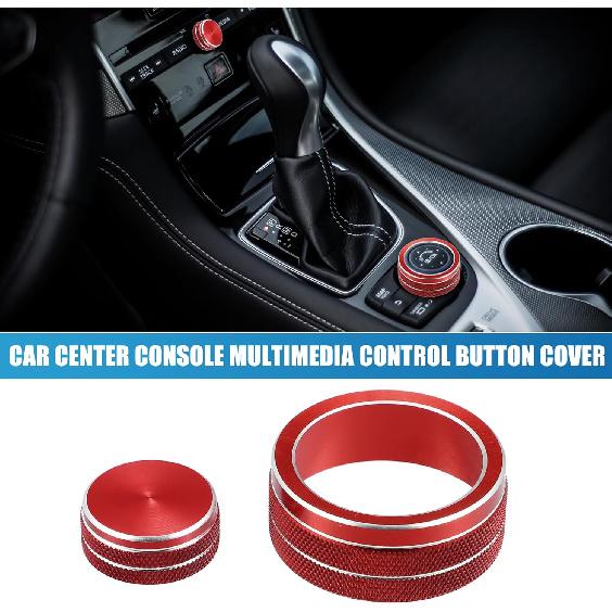 Car Center Console Multimedia Control Button Cover for Infiniti Q50 QX50 Q60 Red (Set of 2)
