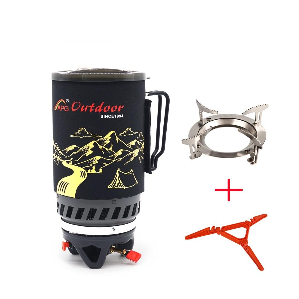 APG Portable 1400ml Cooking System Outdoor Hiking Camping Stove Heat Exchanger Pot Propane Gas Burners