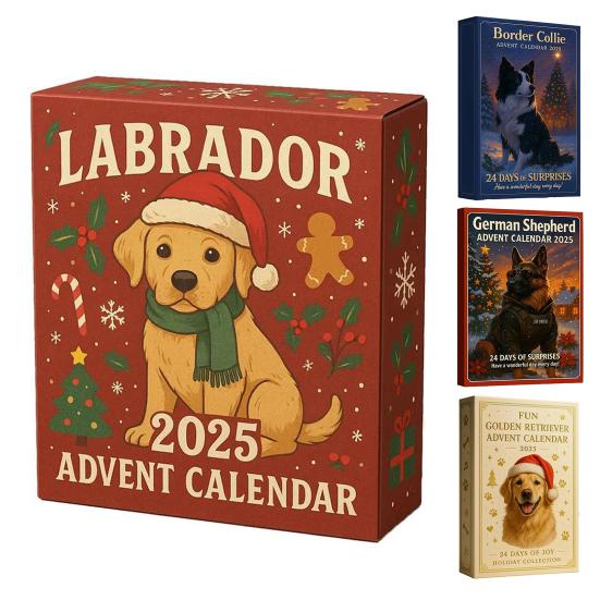 2025 Dog Advent Calendar 24 Days Cute Dog Ornaments Labrador German Shepherd Christmas Countdown Calendar Collectible Holiday Gift for Dog Lovers
