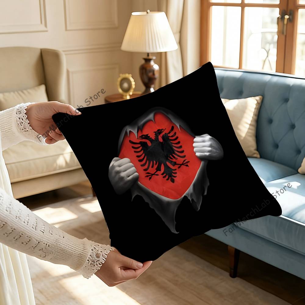 Cuscino con Logo Bandiera Albanese Illirica per Camera da Letto, Auto, Caffetteria, Stanza e Salotto Copricuscino Decorativo per Divano