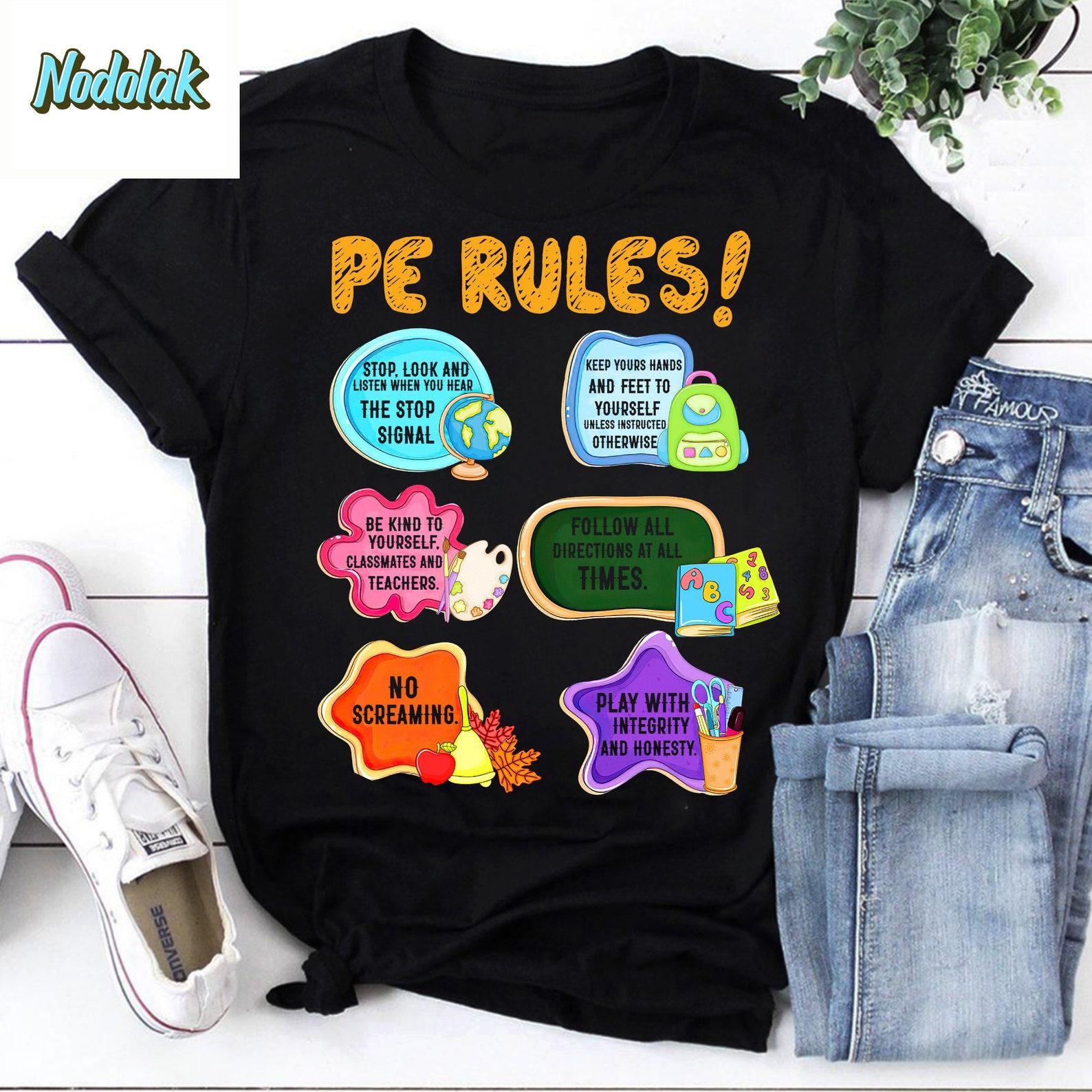 PE Rules Physical Education Teacher Back To School Vintage T-Shirt, PE Rules Physical Education Shirt, Teacher Shirt, Back To School Shirt S
