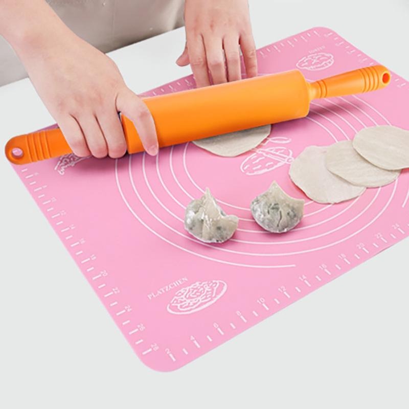 Silicone Non-Stick Fondant Rolling Pin For Kids Fondant Cake Dough Roller Decorating Cake Roller Crafts Baking Cooking Tool