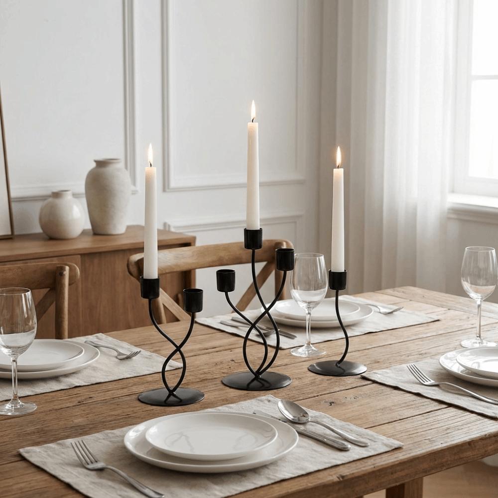 Romantic High Footed Candlestick European Style Long Candle Candlestick Iron Candles Stand  Gift