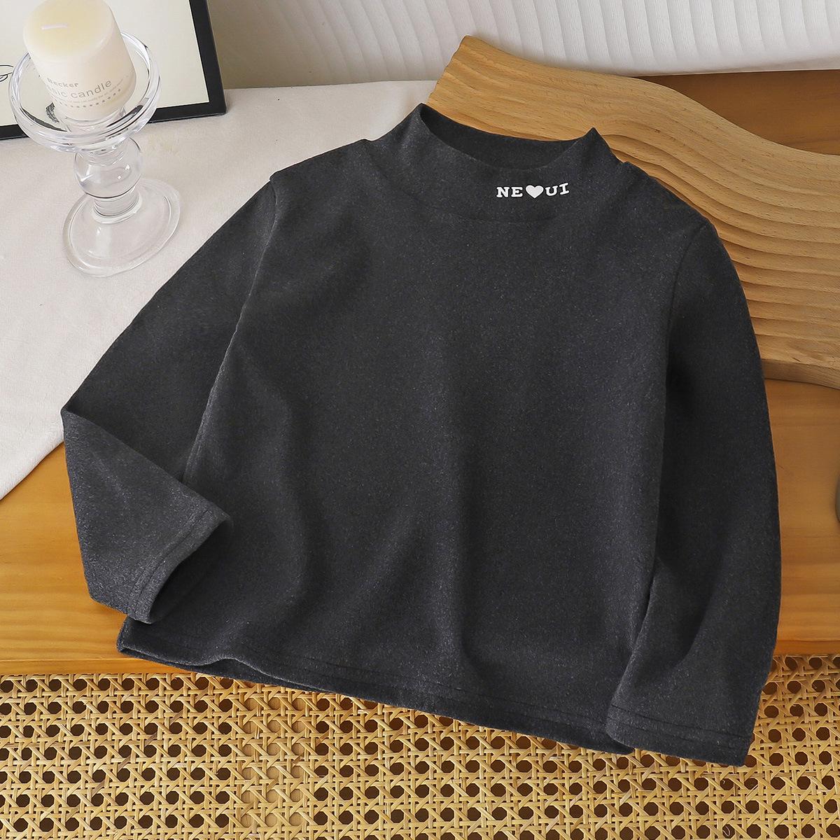 

Детский немецкий вельветовый теплый топ с полувысоким воротом, однотонный, с длинным рукавом, для мальчиков и девочек 80 cm чёрный