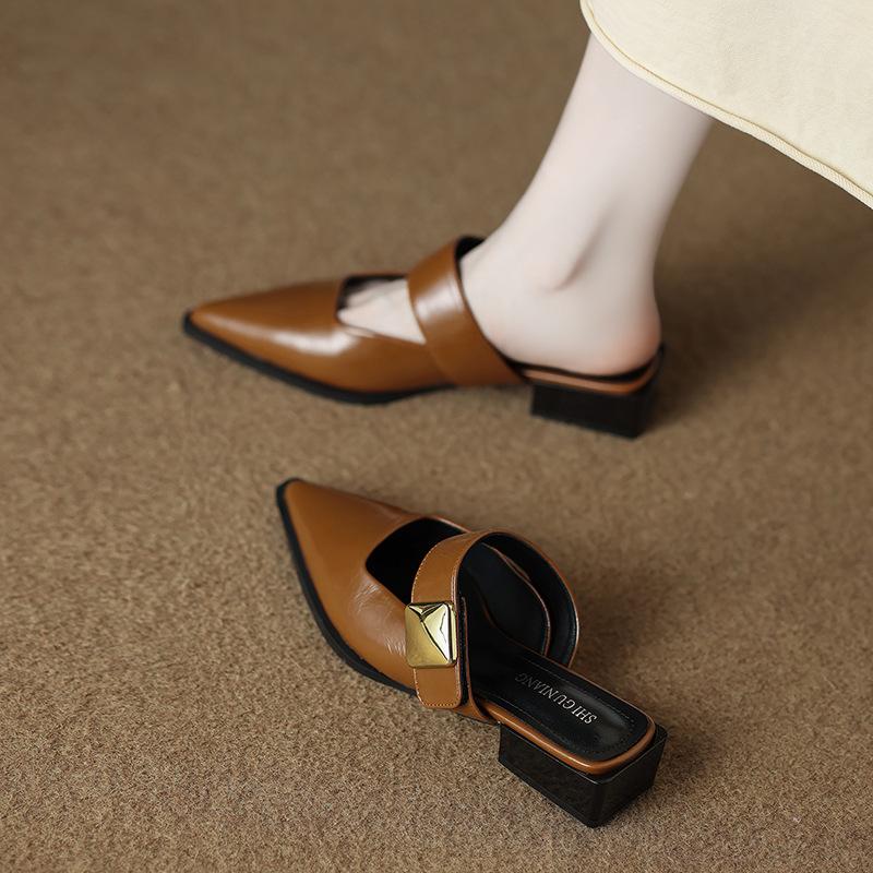 73598-17 High-end Inner Height-increasing Sandals Temperament New Bag Head Shoes Women's Summer Low-heeled Versatile Slippers