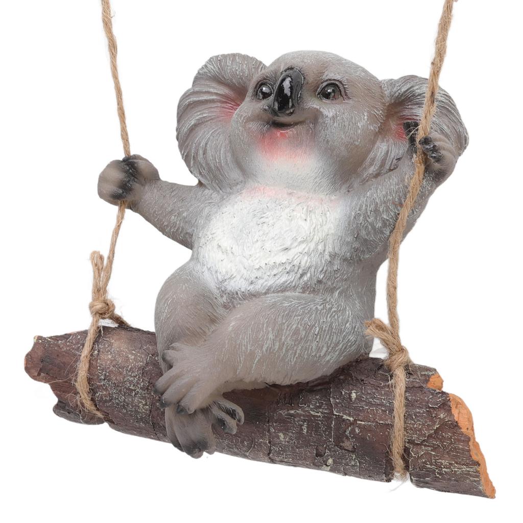 Rzeźba Koali na Huśtawce Kreskówkowa Syntetyczna Żywica Figurki Zwierząt Dekoracja do Dekoracji Ogrodu Akcesoria