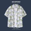 Floral Print Short-sleeved Shirt Beach Suit Summer Lightweight Couple Casual Loose Shorts